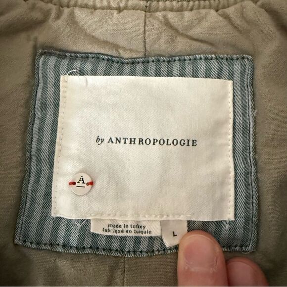 Anthropologie Bomber Jacket Womens Size L Olive Green Floral Full Zip Lyocell - Picture 7 of 11